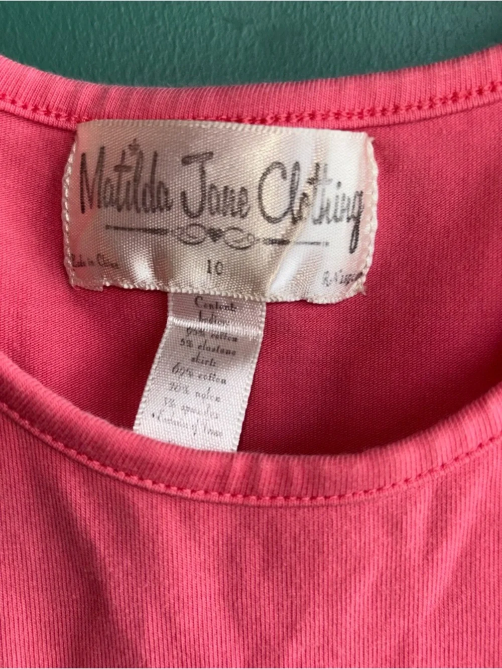 Matilda Jane 10 Girls Pink Bodice Blue Patterned Ruffle Hem Casual Dress